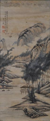 中华民国徐松青水墨写意山水图轴