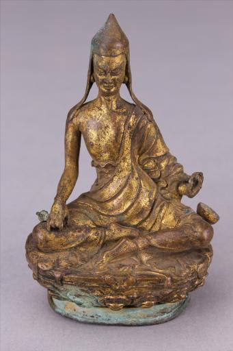 清红铜鎏金印度祖师像 