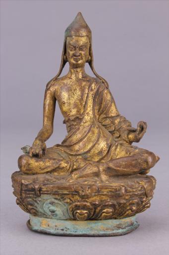 清红铜鎏金印度祖师像 