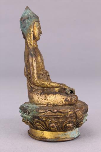 清红铜鎏金印度祖师像 