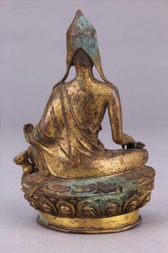 清红铜鎏金印度祖师像 