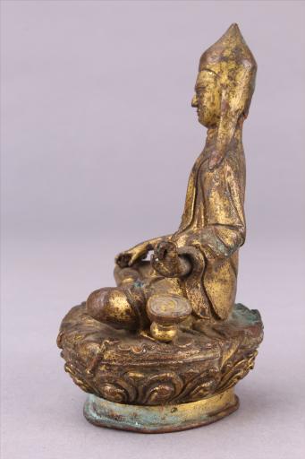 清红铜鎏金印度祖师像 