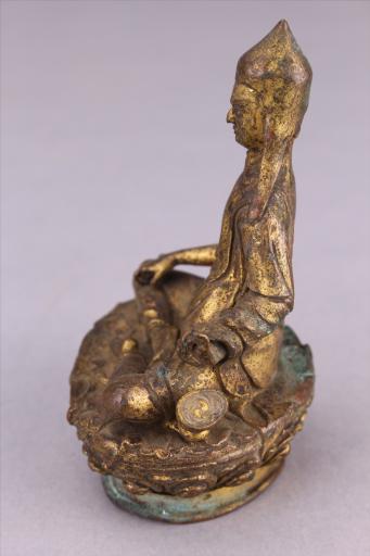 清红铜鎏金印度祖师像 