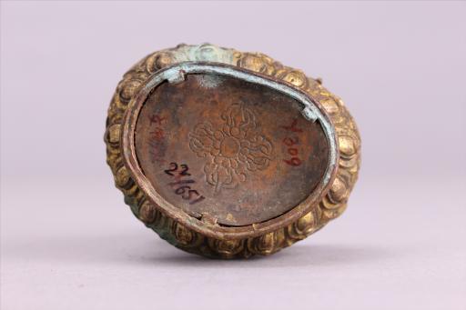 清红铜鎏金印度祖师像 