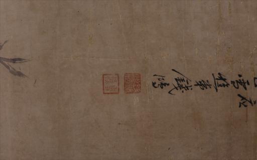 清钱鸿设色牡丹花鸟图轴