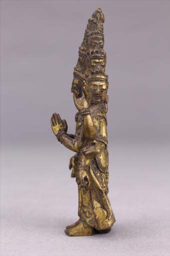 清黄铜鎏金十一面观音