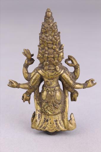 清黄铜鎏金十一面观音