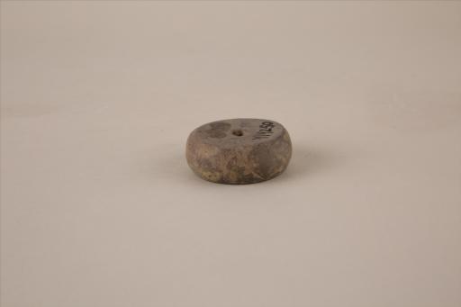 东汉算珠形中穿泥质灰褐陶纺轮