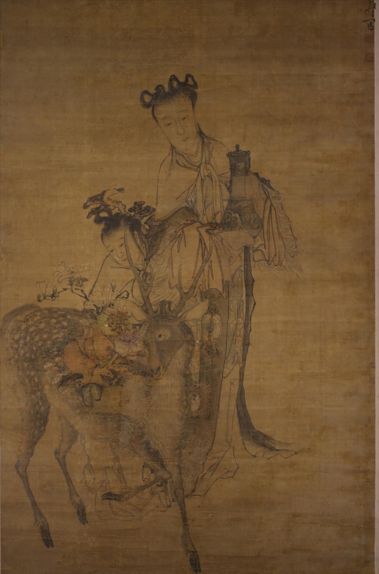 清雍正七年黄慎绢本设色仙女图轴