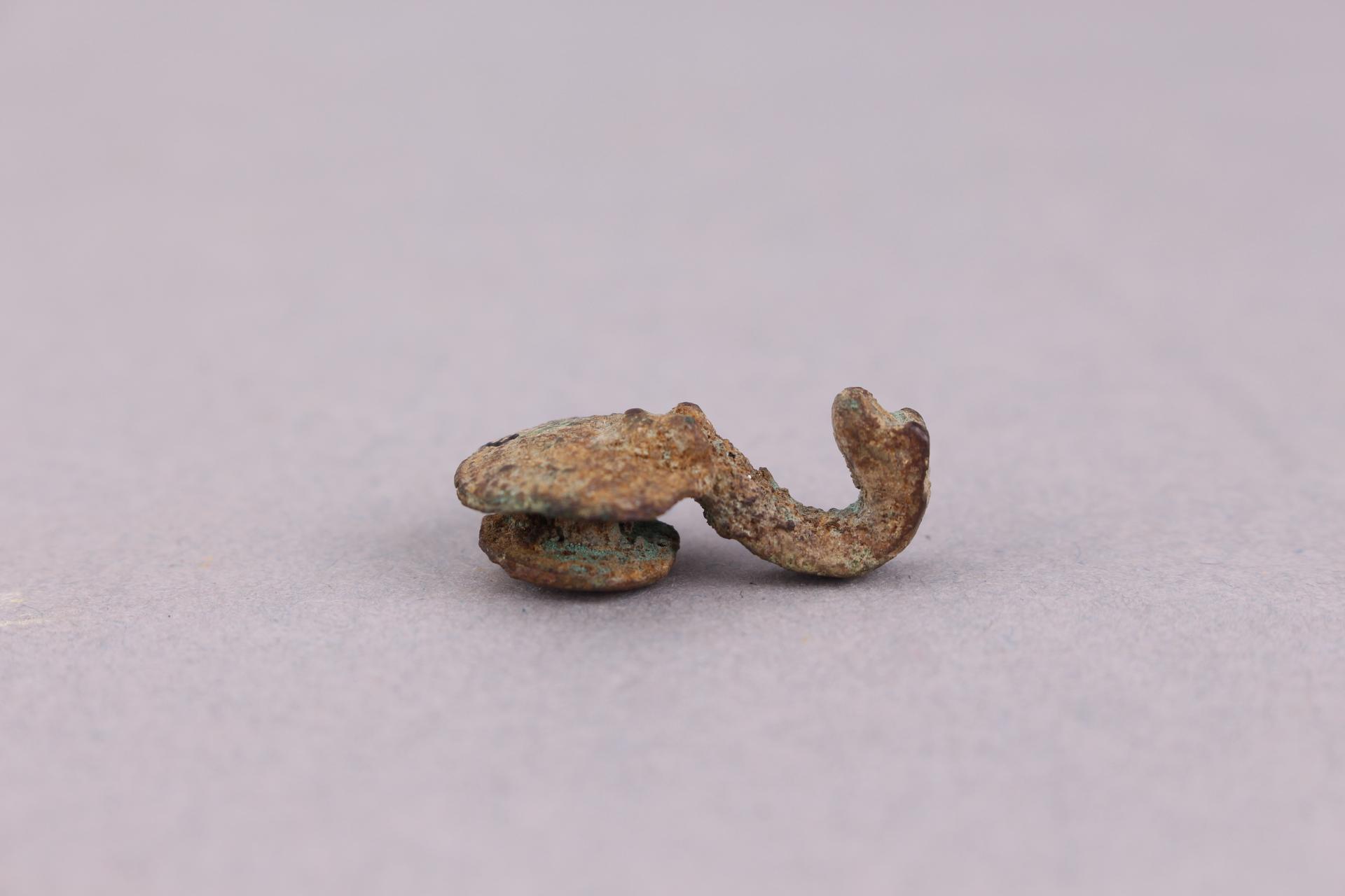 汉蛇首圆点纹铜带钩