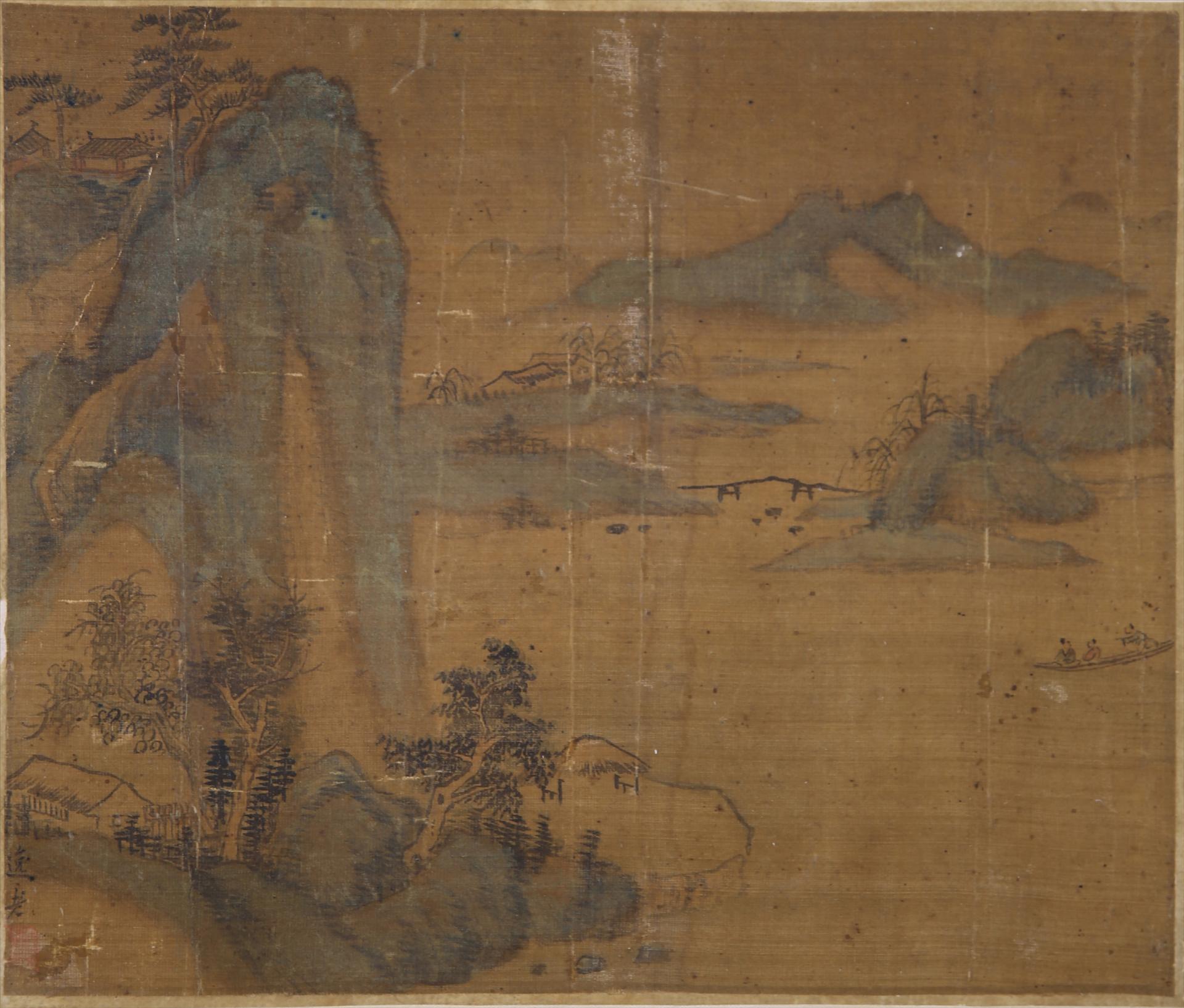 清逸老绢本设色山水人物图册页