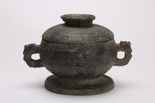 东周兽耳弦纹锡簋