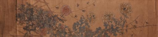 清孟秉钧仿北宋徐崇嗣设色菊花图条屏