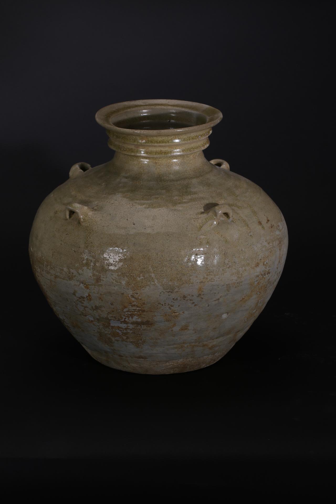 西晋盘口四系青釉瓷罐