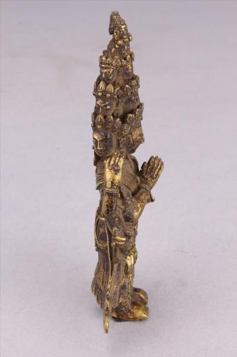 清黄铜鎏金十一面观音