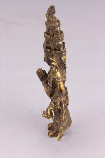 清黄铜鎏金十一面观音