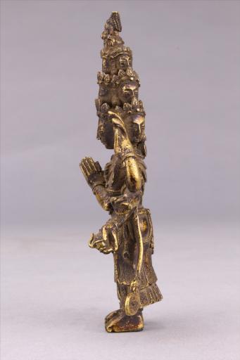 清黄铜鎏金十一面观音