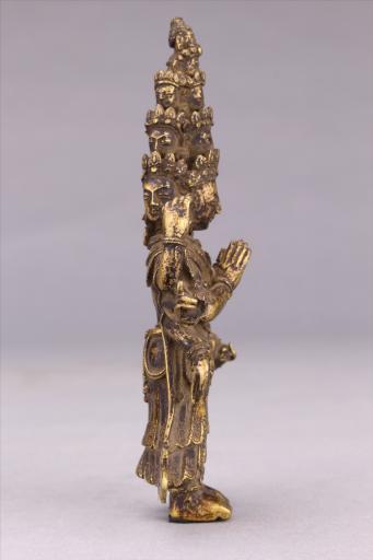 清黄铜鎏金十一面观音