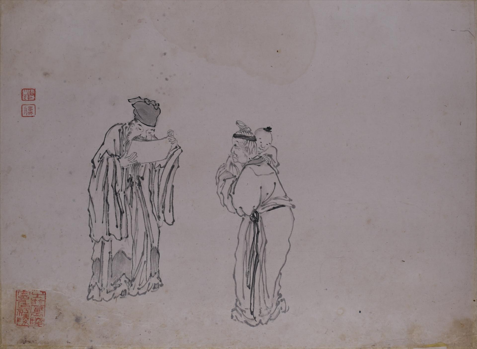 清陶芬水墨写意人物故事图册页