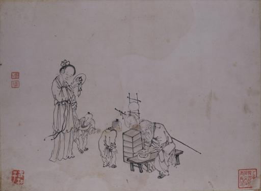 清陶芬水墨写意人物故事图册页