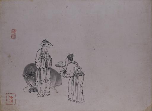 清陶芬水墨写意人物故事图册页