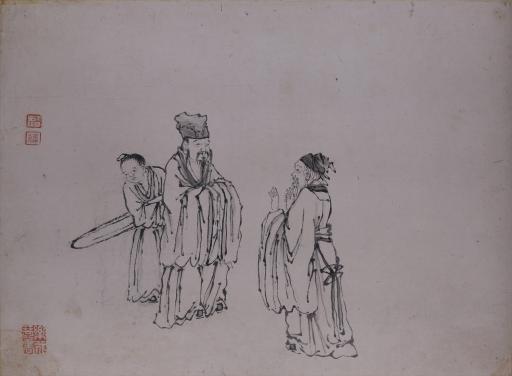 清陶芬水墨写意人物故事图册页