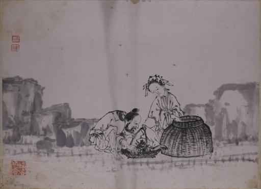 清陶芬水墨写意人物故事图册页