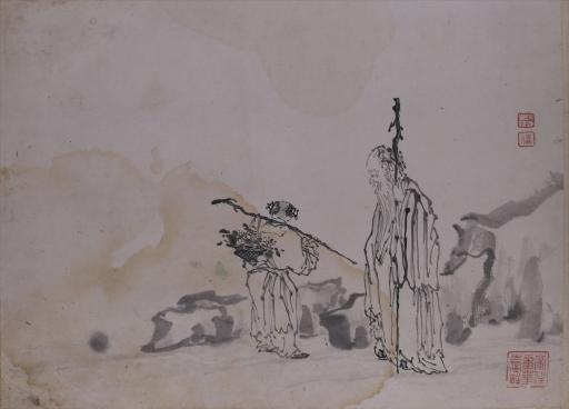 清陶芬水墨写意人物故事图册页