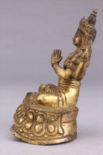 清红铜鎏金四臂观音像