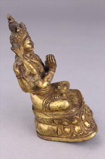 清红铜鎏金四臂观音像