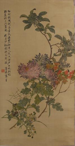 中华民国二十四年陈家祥绢本设色折枝花卉图屏轴
