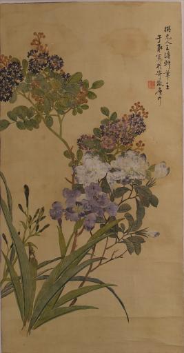 中华民国二十四年陈家祥绢本设色折枝花卉图屏轴