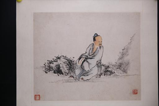 清醉呆子设色人物画册页