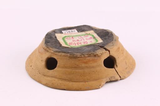 新石器时代大溪文化刻划符号夹砂内黑外橙黄陶圈足