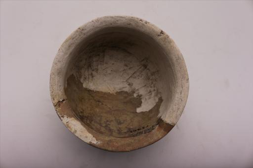 新石器时代大溪文化侈口弧腹圜底绳纹夹砂红陶盂