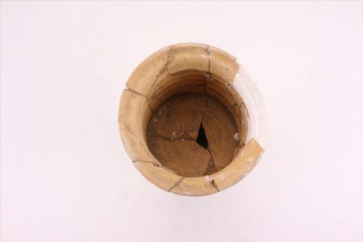 新石器时代大溪文化斜直腹高圈足凹弦纹红陶杯