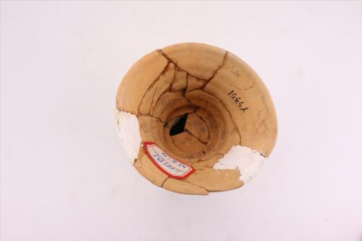 新石器时代大溪文化斜直腹高圈足凹弦纹红陶杯