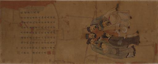 清禹之鼎设色宋君臣一气图轴