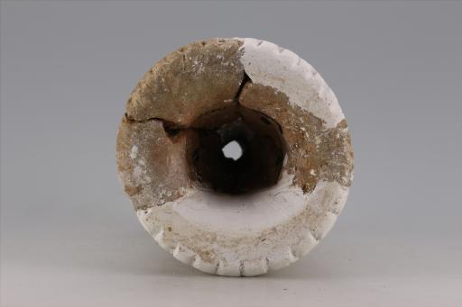 新石器时代大溪文化弧顶刻划线纹红陶支座