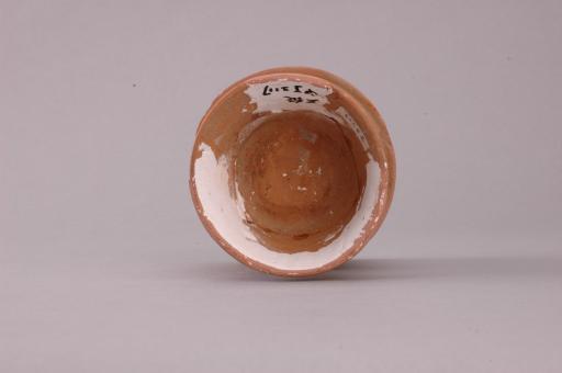 新石器时代屈家岭文化斜直腹高圈足凹弦纹夹砂红陶杯