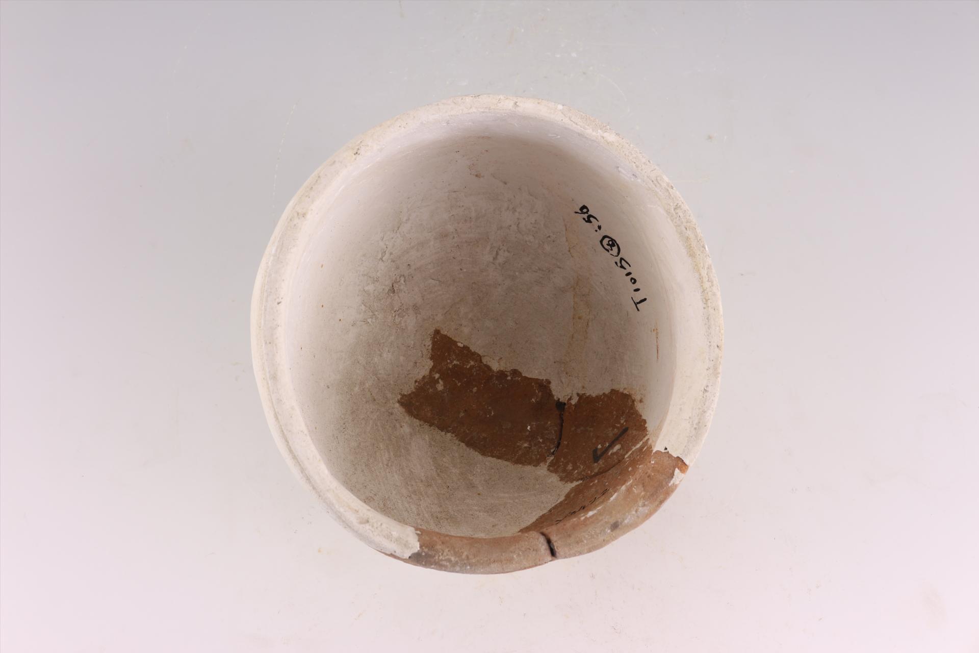 新石器时代大溪文化直口鼓腹圜底绳纹夹砂红陶罐