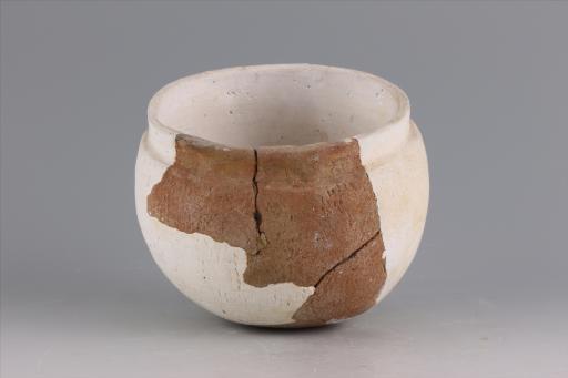 新石器时代大溪文化直口鼓腹圜底绳纹夹砂红陶罐