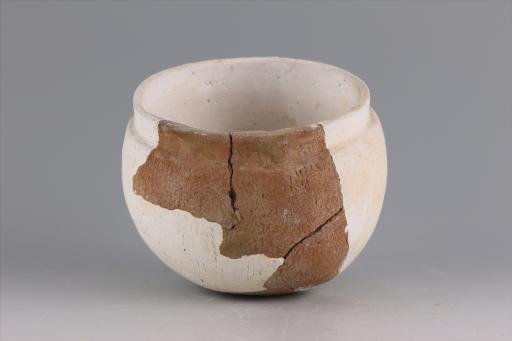 新石器时代大溪文化直口鼓腹圜底绳纹夹砂红陶罐