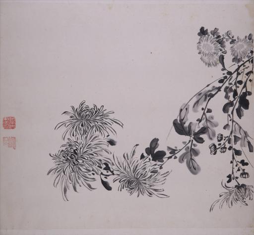 清叶道本水墨梅兰竹菊图册页