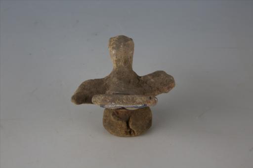 东汉双翼圆形底座泥质灰褐陶鸟