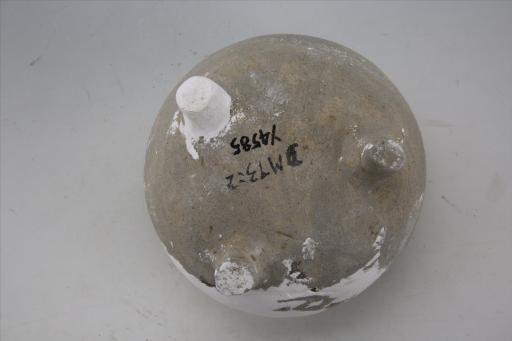 东汉子口圜底柱足弧顶盖夹细砂灰陶鼎