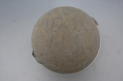 东汉子口圜底柱足弧顶盖夹细砂灰陶鼎