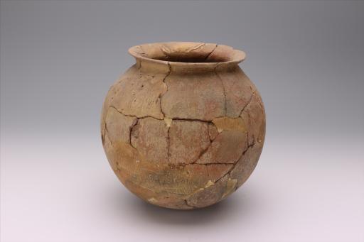 新石器时代城背溪文化鼓腹圜底细绳纹夹砂红陶釜