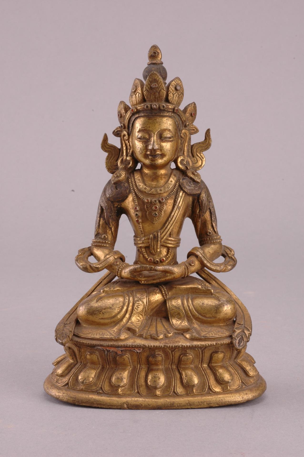 清黄铜鎏金无量寿佛