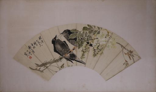 清舒浩设色花鸟图折扇面册